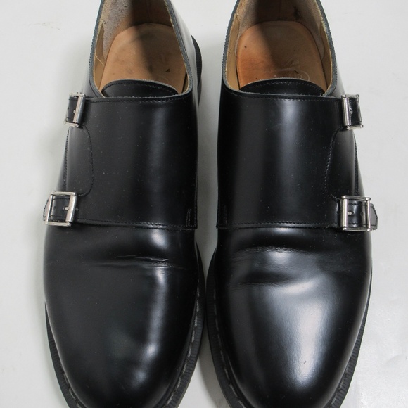 Solovair Men's Black Hi-Shine Double Buckle Monk Shoe Size 12.50 US / 11.5 UK - Picture 2 of 12
